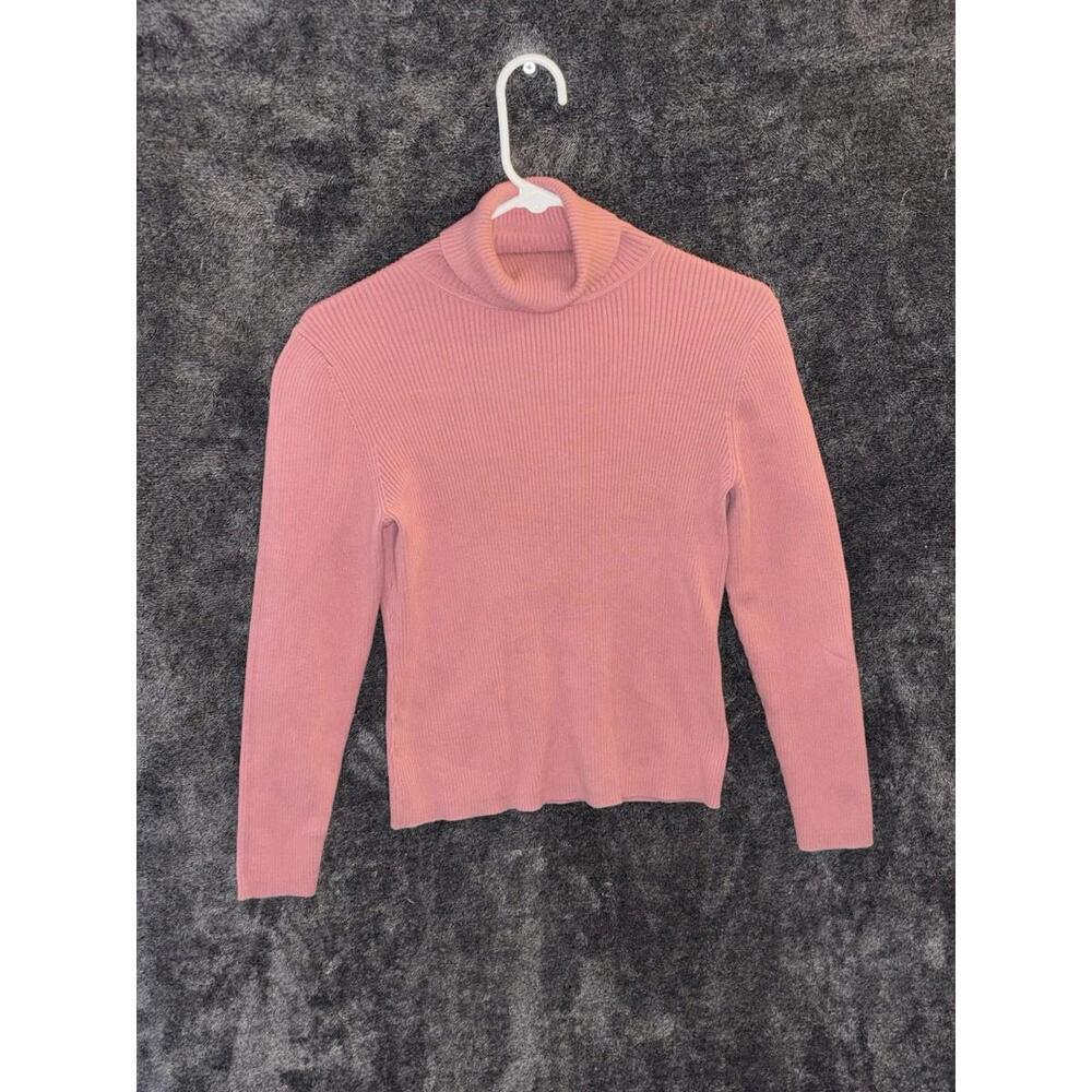 Petite‎ Sophisticate Pink Ribbed Turtleneck Sweater S Stretch
